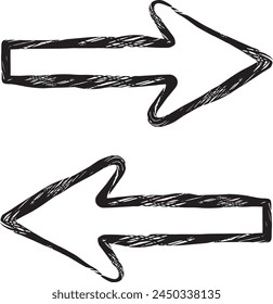 Hand-drawn monochrome arrows pointing right and left