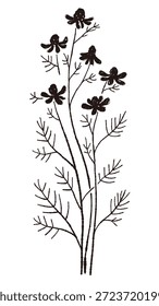Ilustrações monocromáticas de camomila desenhadas à mão (molduras, coroas, padrões, etc.)