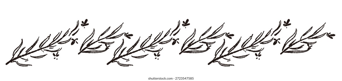Ilustrações monocromáticas desenhadas à mão de rosmaninho (molduras, coroas, padrões, etc.)