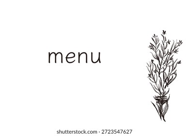 Ilustrações monocromáticas desenhadas à mão de rosmaninho (molduras, coroas, padrões, etc.)