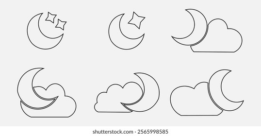 "Hand-Drawn Moon Line Art Illustration in Boho and Aesthetic Style"