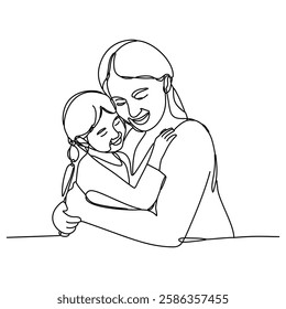 A hand-drawn Mother's Day illustration depicting the strong bonds between mother and child, reflecting a family full of happiness and love.