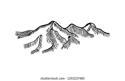 hand-drawn mountain isolated on a white background. Vector illustration