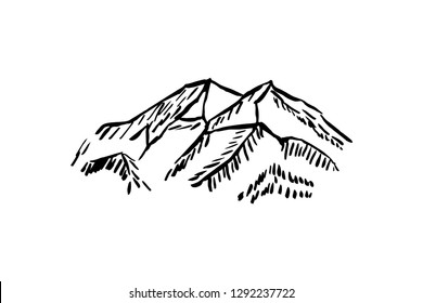 hand-drawn mountain isolated on a white background. Vector illustration