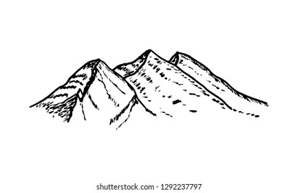 hand-drawn mountain isolated on a white background. Vector illustration