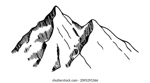 hand-drawn mountain isolated on a white background. Vector illustration