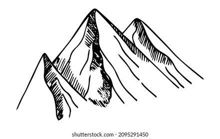 hand-drawn mountain isolated on a white background. Vector illustration