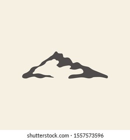 Handdrawn mountain logo icon in black color