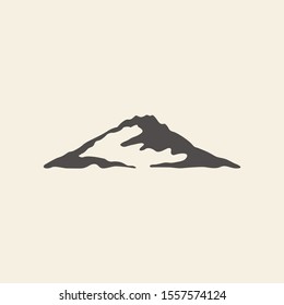 Handdrawn mountain logo icon in black color