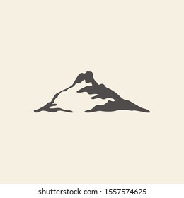 Handdrawn mountain logo icon in black color