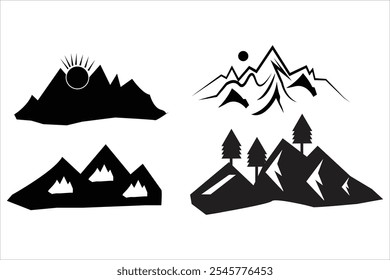 Hand-Drawn Mountain Vector Illustration, Nature-Inspired Mountain Vector Art
