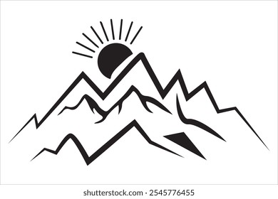 Hand-Drawn Mountain Vector Illustration, Nature-Inspired Mountain Vector Art
