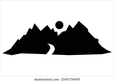 Hand-Drawn Mountain Vector Illustration, Nature-Inspired Mountain Vector Art
