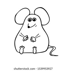 Hand-drawn mouse. Doodle vector. Isolated on a white background. Decor element for cards, stickers, posters.