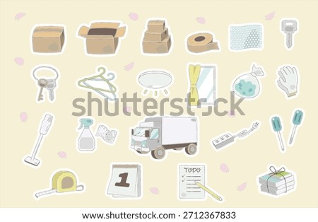 Hand-drawn Moving Essentials Icons with White Outline