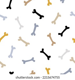 Hand-drawn multi-colored bones on a white background. Simple minimalistic vector print. Illustration of a seamless pattern for wallpaper, kids, Halloween