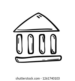 Handdrawn municipality doodle icon. Hand drawn black sketch. Sign symbol. Decoration element. White background. Isolated. Flat design. Vector illustration.
