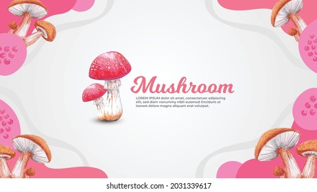 Handdrawn Mushroom with Pink Background
