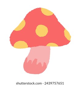 Hand-drawn mushrooms with red and yellow polka dots