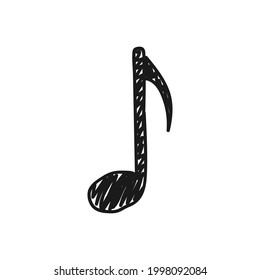 Handgezeichnete musikalische Note einzeln auf weißem Hintergrund. Lied, Melodie oder Musikkonzept. Doodle-Stil. Vektorgrafik
