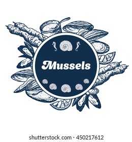 Hand-drawn mussel