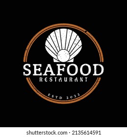 Vintage Retro Seafood Seashell Pearl Oyster Scallop Shell Oyster Cockam Mussel Diseño del restaurante