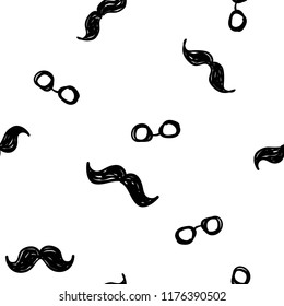 Hand-drawn mustache seamless pattern