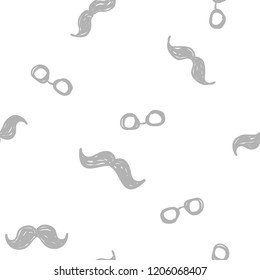 Hand-drawn mustache seamless pattern