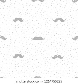 Hand-drawn mustache seamless pattern