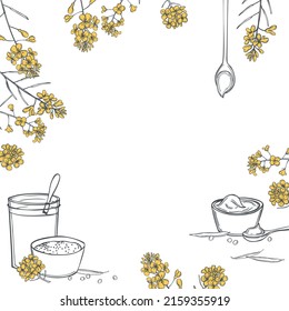 Hand-drawn mustard set.  Vector background.