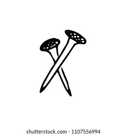 Handdrawn nails doodle icon. Hand drawn black sketch. Sign symbol. Decoration element. White background. Isolated. Flat design. Vector illustration.