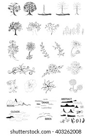 Hand-drawn nature set