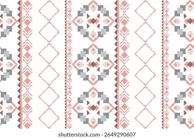 Hand-drawn Navajo tribal seamless vector pattern with imperfect lines and vintage colors. boho geometric ornaments, and traditional woven rugs. Ideal for fabric, home decor, and packaging.