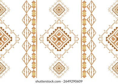 Hand-drawn Navajo tribal seamless vector pattern with imperfect lines and vintage colors. boho geometric ornaments, and traditional woven rugs. Ideal for fabric, home decor, and packaging.