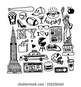 hand-drawn New York doodles 