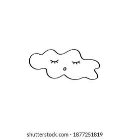 Bonita nube dibujada a mano. Ilustración del doodle. Elemento simple de diseño vectorial. Esbozo negro aislado en un fondo blanco.
