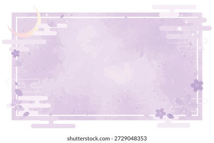 Fundo de flor de cereja noite desenhado à mão com um quadro quadrado