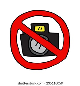 Hand-drawn no camera sign, vector illustration