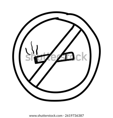 Handdrawn no smoking circle. Doodle Icon Illustration