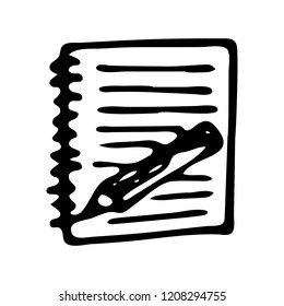 Handdrawn notebook doodle icon. Hand drawn black sketch. Sign symbol. Decoration element. White background. Isolated. Flat design. Vector illustration.