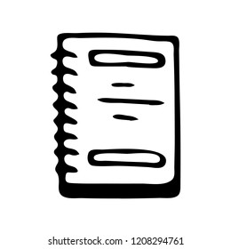 Handdrawn notebook doodle icon. Hand drawn black sketch. Sign symbol. Decoration element. White background. Isolated. Flat design. Vector illustration.