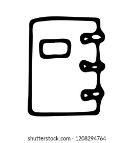 Handdrawn notebook doodle icon. Hand drawn black sketch. Sign symbol. Decoration element. White background. Isolated. Flat design. Vector illustration.