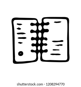 Handdrawn notebook doodle icon. Hand drawn black sketch. Sign symbol. Decoration element. White background. Isolated. Flat design. Vector illustration.