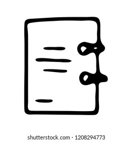Handdrawn notebook doodle icon. Hand drawn black sketch. Sign symbol. Decoration element. White background. Isolated. Flat design. Vector illustration.