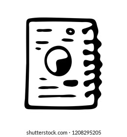 Handdrawn notebook doodle icon. Hand drawn black sketch. Sign symbol. Decoration element. White background. Isolated. Flat design. Vector illustration.
