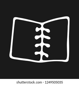 Handdrawn notebook doodle icon. Hand drawn black sketch. Sign symbol. Decoration element. Black background. Isolated. Flat design. Vector illustration.