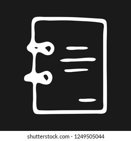 Handdrawn notebook doodle icon. Hand drawn black sketch. Sign symbol. Decoration element. Black background. Isolated. Flat design. Vector illustration.