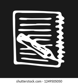Handdrawn notebook doodle icon. Hand drawn black sketch. Sign symbol. Decoration element. Black background. Isolated. Flat design. Vector illustration.