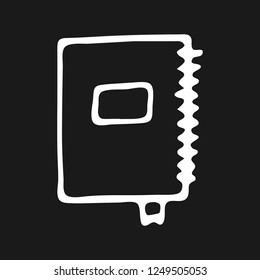 Handdrawn notebook doodle icon. Hand drawn black sketch. Sign symbol. Decoration element. Black background. Isolated. Flat design. Vector illustration.