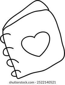  Cuaderno dibujado a mano con el garabato del corazón